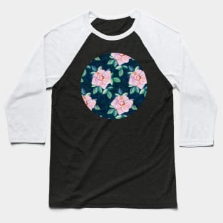 Simple Pink Rose Oil Painting Pattern Baseball T-Shirt